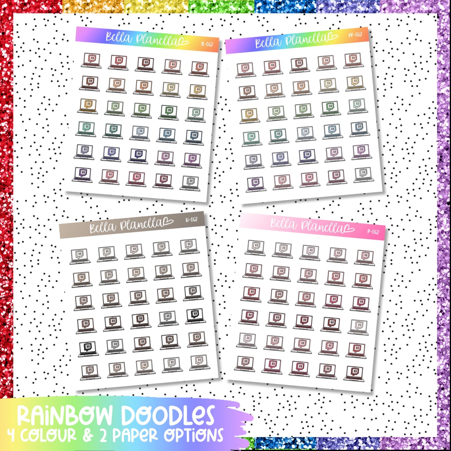 Twitch Laptop || Multicolour Doodles