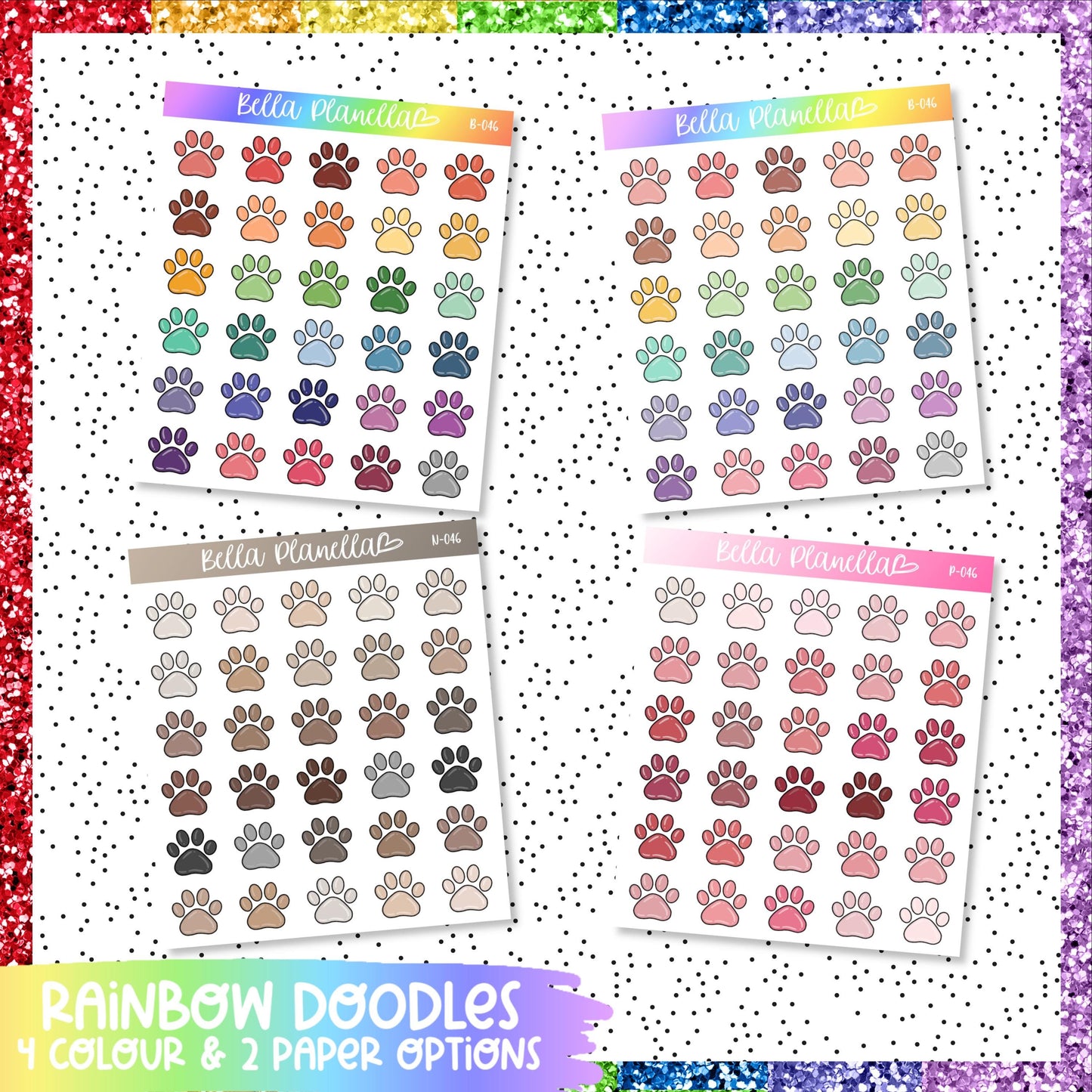 Paw Prints || Multicolour Doodles