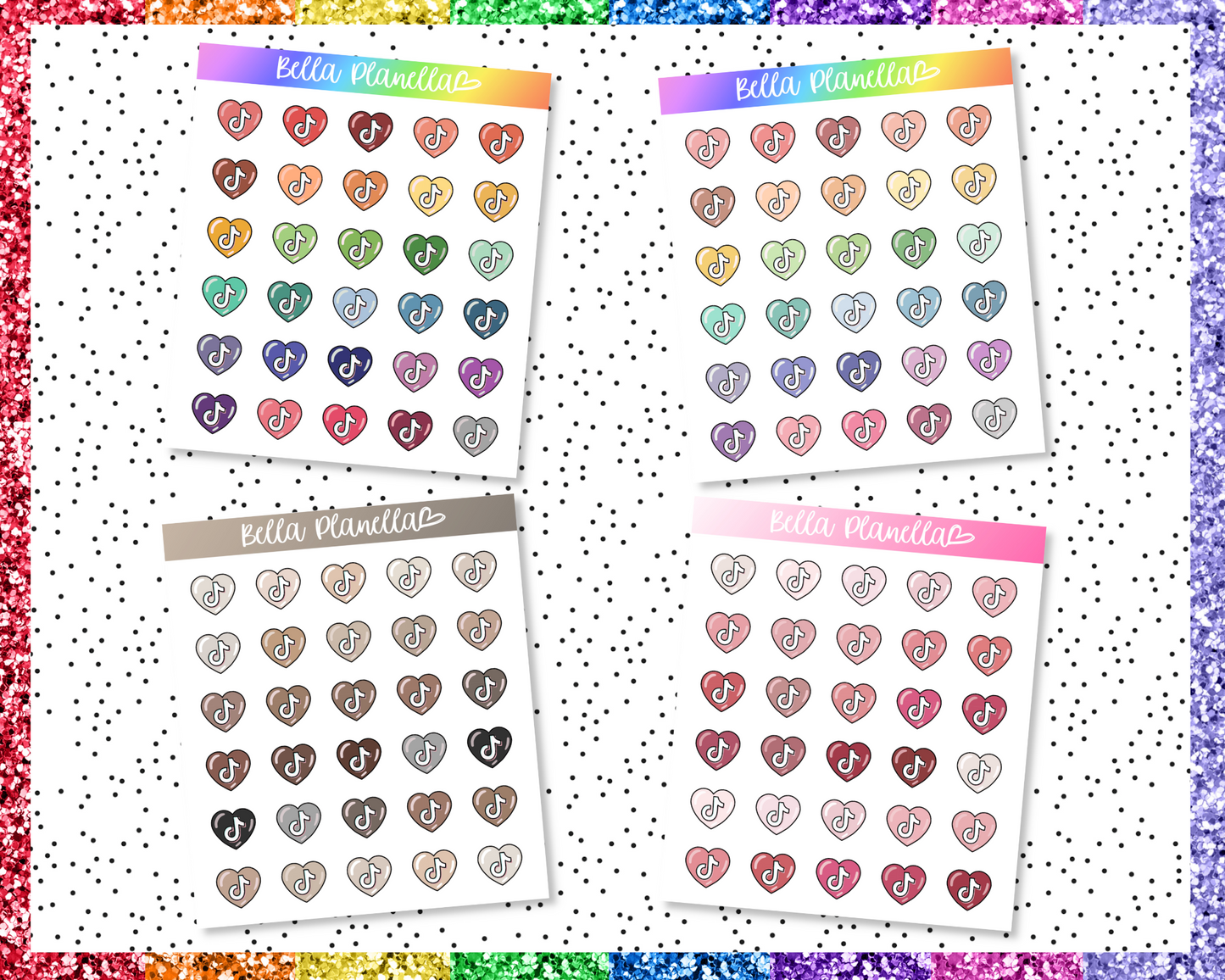 Tiktok Hearts || Multicolour Doodles
