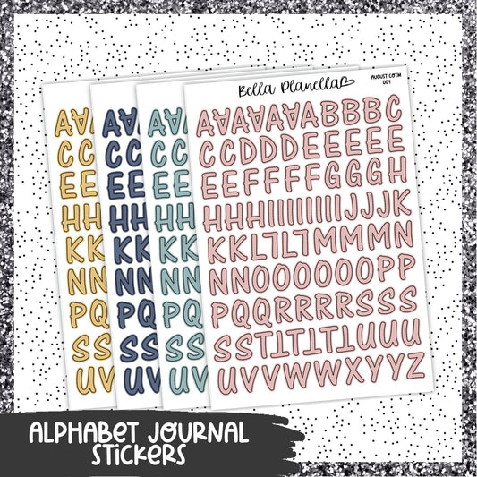 Alphabet Journalling Stickers || August