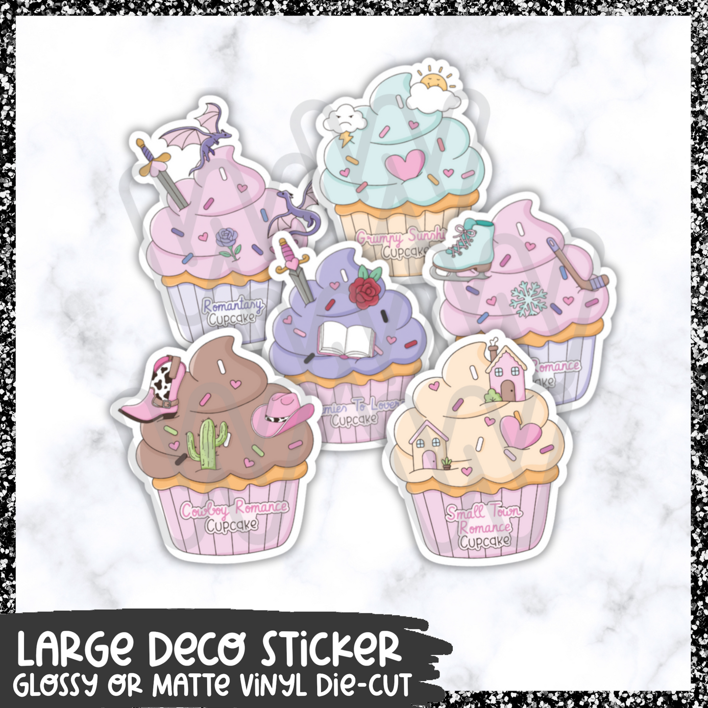 Romance Cupcakes || Large Deco Sticker