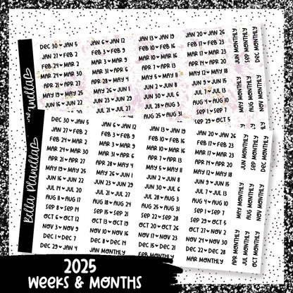 2025 Week & Month Labels || Sticker Kit Organisation
